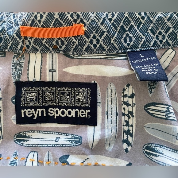 REYN SPOONER Surfboard Surf Aloha Hawaiian Collared Shirt Men L Large - Picture 4 of 5